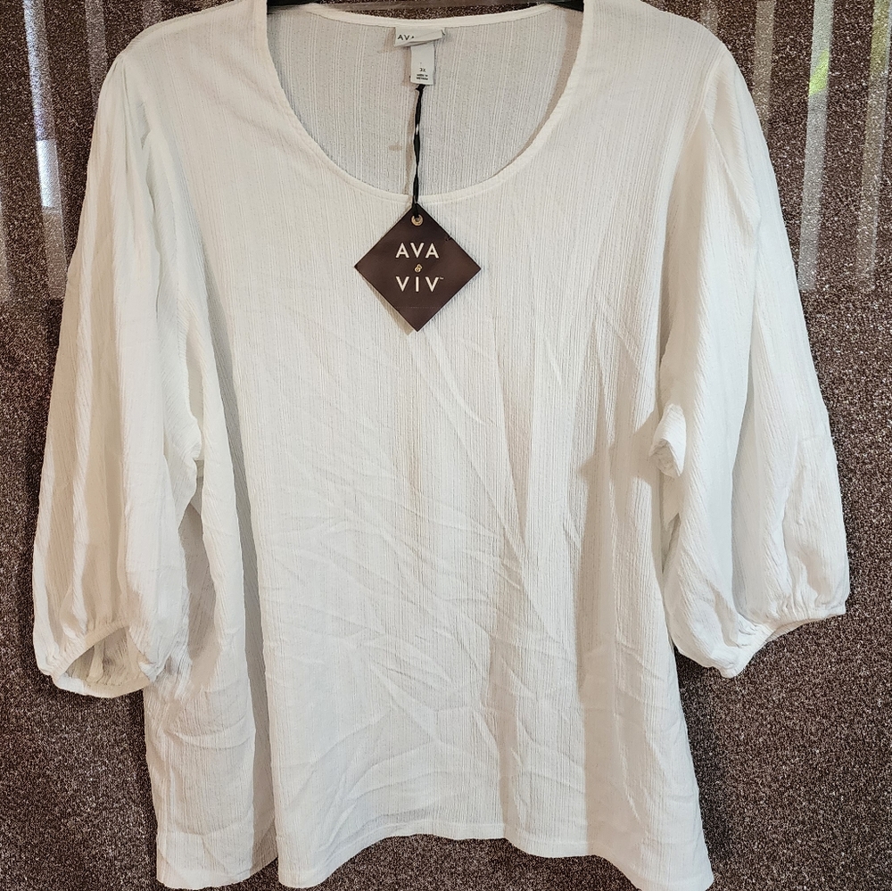 white gauze 3/4 sleeve top